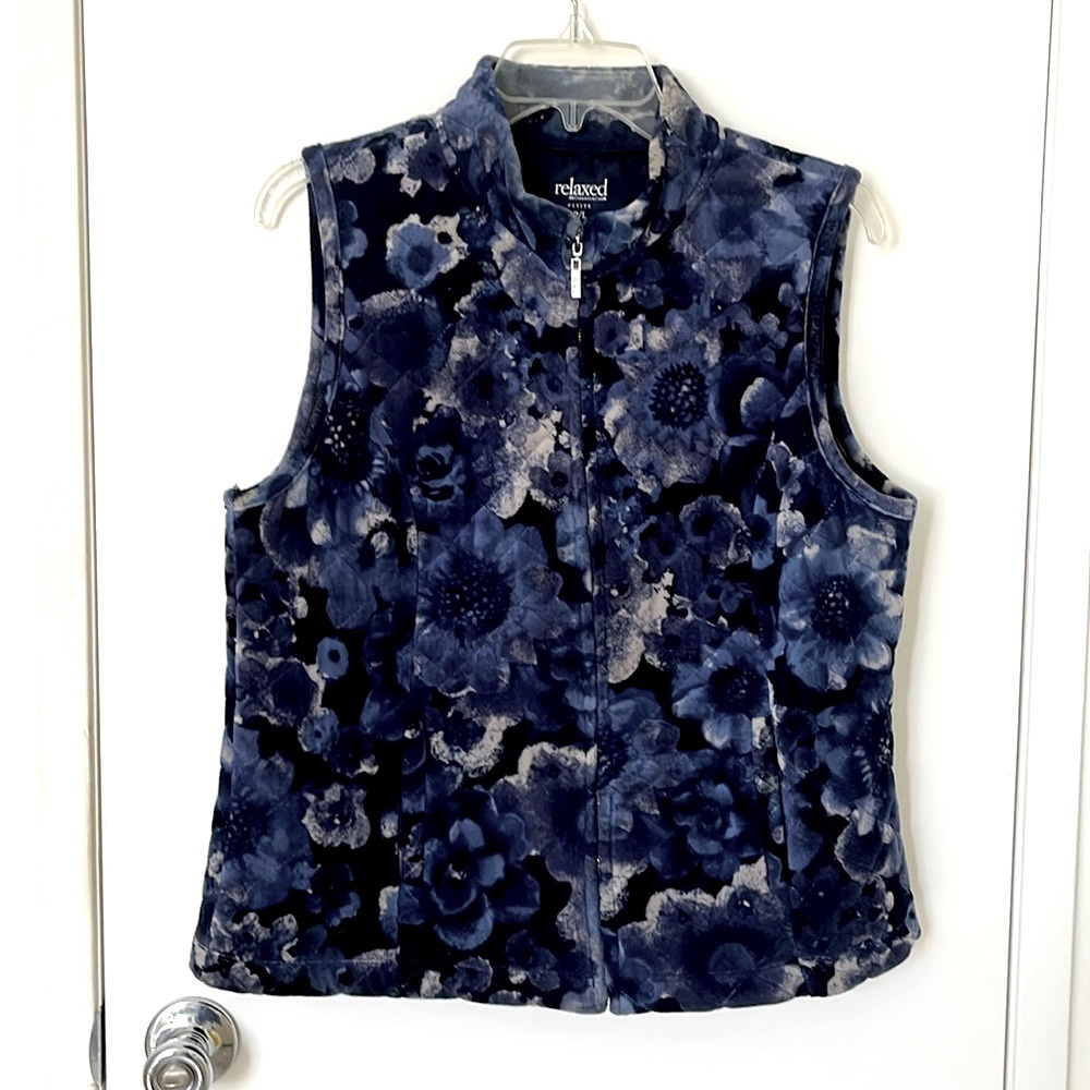 Blue print quilted vest